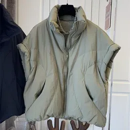 Vesten Vrouwen Winter Warm Stand Kraag Katoen Gewatteerde Puffer Vesten Elegante Losse Mouwloze Parka Jas Vrouwelijke Vest Koreaanse Mode