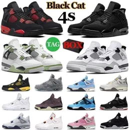 with Shoe Box Jumpman 4 Mens Basketball Shoes Military Black 4s J4 Thunder Cement Canvas a Ma Maniere Seafoam Men Womens Trainers Sports