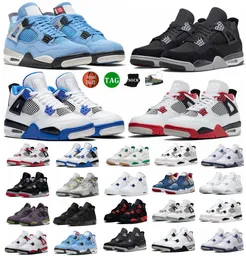 Thunder Black Cat 4s Jumpman 4 Mens Basketball Shoes Pine Green Bred Seafoam Midnight Navy White Cement Red Thunder University Blue Sports Women Sneakers Trainers