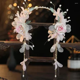 Partyzubehör Niedlicher Hanfu-Fee-Kopfschmuck Perlenblume Quaste Buyao Stirnband Braut Haarnadel Haarschmuck Cosplay Prinzessin Kopfbedeckung Hoop