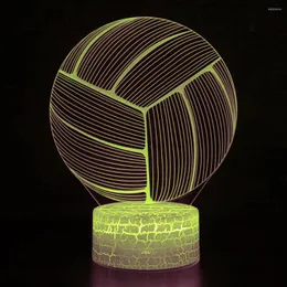 Nattljus 3D LED Illusion Volleyball Light Sports Desk Lamp Kids Home Decoration Bedside Creative Presents To Birthday Christmas