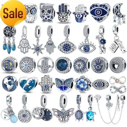 925 Sterling Silver Dangle Charm Color Evil Eary Owl Owl Hot Air Balloon Blue Bead Pendant Bead Fit Pandora Charms Bracelet Diy Jewelry Association