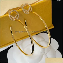 Hoop Huggie Gold Hoop أقراط مع خطاب F للسيدة امرأة عاشق حفل زفاف هدية المجوهرات المجوهرات إسقاط المجوهر