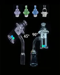 4590 Degrees Quartz Banger Nail with spin carb cap and dab terp pearls 10mm 14mm 18mm male female quarts banger Nail for bong dab2916146