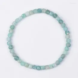 Strand Cube Shape Faceted Brazil Amazonite Botswana Agate Morganite Natural Stone Bead Stretchy Bracelet