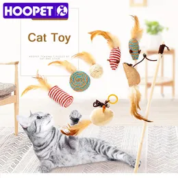 Toys HOOPET Pet cat toys gatos toy long rods hair mouse funny kitten cat toy set