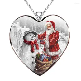 Chains Beautiful And Fashionable Christmas Santa Claus Necklace Heart-shaped Accessories Trendy Women's Gifts For Friends