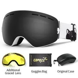 Ski Goggles COPOZZ with Case Yellow Lens UV400 Antifog Spherical Glasses Skiing Men Women Snow Box Set 231127