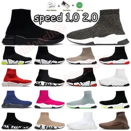 Speed 1.0 2.0 Luxus-Freizeitschuhe für Männer und Frauen, flache Sohle, Vintage-Beige, Rosa, Plateau-Sockenstiefel, glänzende Strick-Designer-Socken, Sneakers, Speed-Trainer, kostenloser Versand von Dhgate