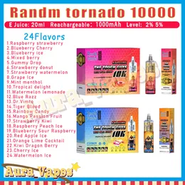 Originele RandM Tornado 10000 Bladerdeeg Wegwerp Vape Pen Elektronische Sigaret 20ml 1000mAh Pod Mesh Coil 6 Heldere Kleuren Apparaat Groothandel Vape Bladerdeeg 10k