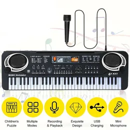لوحات المفاتيح Piano 61 Keys Kids Electronic Keyboard مع ميكروفون الموسيقية الموسيقية USB Digital Electric Organ Toys for Children 231127