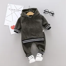 Kleidungssets Kleinkind Weiche Baumwollboutique Kinder Jungen Solid Long Sleeve Hoodie Tops Sweatsuit Hosen Outfit für 1-4 Jahre
