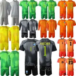 National Team 22/23 Man Brasil Soccer GK Gilmar Taffarel Jerseys Set Goalkeeper Long Sleeve 1 Alisson Becker Ederson Moraes Lucas Perri LETICIA Football Shirt