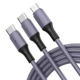 2.4A 3 I 1 Micro USB Type C Laddning Kabel Multiport Fast Charging Cord Mobiltelefontråd 1,2 m för Samsung Huawei Xiaomi