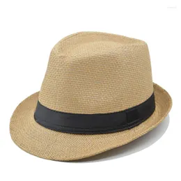 Hats 2023 Fashion Retro Cut-out Curled Gentleman Straw Hat Men's Belt Jazz Women's Outdoor Beach Sunvisor