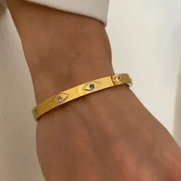 Moda Bangle Fashion Stali Stal Kobiety Kryształy Bransoletka oka Para 6 mm sześcienna cyrkonia Prezent biżuterii