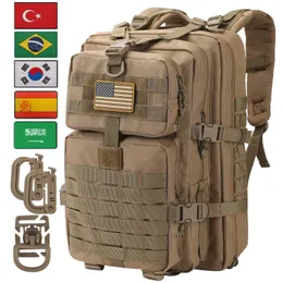 Mochila 30L ou 45L Militar Tático EUA Cooper Mochila Impermeável Saco Ao Ar Livre Acampamento Caça Drings Flag Patch 231124