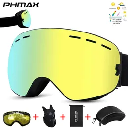Ski Goggles PHMAX Pro Snowmobile Skiing Eyewear Double Layers AntiFog Set Winter Outdoor Sport With Night Vision Yellow Lens 231127