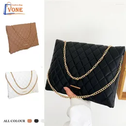 Evening Bags Solid Color Women Large-capacity Envelope Handbags Diamond Lattice Shoulder Chain Bag Casual Style Fashion Slant