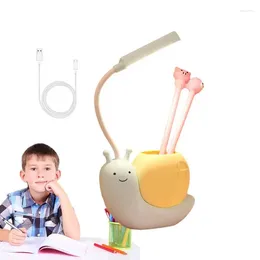 Table Lamps Kids Desk Lamp Rechargeable LED Snail Reading Lights Book Light With Pen Holder For Bedroom