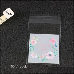 Gift Wrap Plastic Packing Bags Flower Pattern Self-Adhesive Candy Cookie Gift Sample Package Bag1 Drop Delivery Home Garden Festive Pa Otlpu