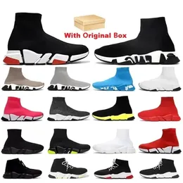 Calcetín zapatos diseñador hombres zapatos casuales para mujer entrenador de velocidad calcetines velocidades de arranque zapatos corredores zapatillas de deporte Knit Women 1.0 Caminar triple al aire libre White Red Lace Sports