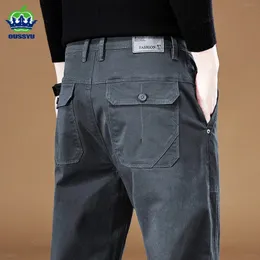 Men's Pants Autumn Winter Men's Cargo Pants 97%Cotton Thick Solid Color Work Wear Grey Casual Pant Wide Korean Jogger Trousers Male 231127