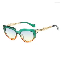 Sunglasses Fashion Polygon Cat Eye Women Luxury Gradient Shades UV400 Men Unique Metal Chain Legs Sun Glasses Gafas