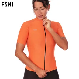 Cykeltröjor toppar FSNI Cycling Jersey Women Bike Mountain Road Mtb Top Female Bicycle Shirt Short Sleeve Racing Clothing Summer Blue Orange 231127