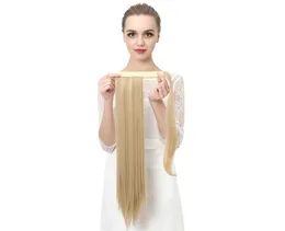 Magic Wrap Around Syntetic Long Straight Ponytail Hårförlängning 24 tum 32 tums klipp i hårstycket Blond Wrap Around Pigtail Smooth Ponytails