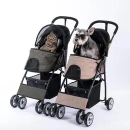 Transportörer fällbara husdjurvagn vagn vagn lyxig hundbärare barnvagnar andas resande valp katt husdjur suplies utomhus barnvagn