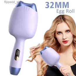 Curling Irons 32mm Roll Hair Waving Iron Purple Curling Wand Professional 2 Barrel Curling Iron Hair Curler Crimper Waver Styling Tools Q231128