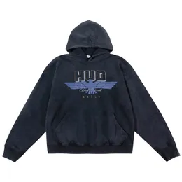 ABD Erkekler Yıkanmış Vintage Kartal Mektubu 3D Baskı Kapşonlu Sonbahar Kış Büyük Boy Skateboard Unisex Sıraslı Kapüşonlu Külot Sweatshirt 23FW