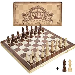 Schachspiele 39CM magnetisches Holzschachspiel 2 zusätzliche Königinnen Klappbrett handgemachte tragbare Reiseschachbrettspielsets Anfängerschachspiel 231127