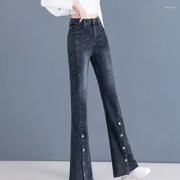 Damskie dżinsy modowe streetwear podzielony płaszcz kobiety wiosna jesień koreańskie dżinsowe spodni vintage chudy bottoms Kot lj282