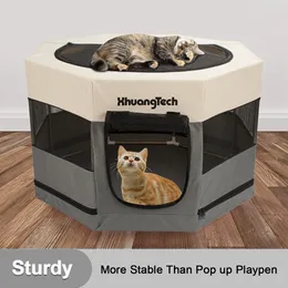 家具ポータブル子犬犬猫を演奏するペンペットエンクロージャーフェンスクレートプレイペンケンネルランニングテント折りたたみ可能な子猫ケージメッシュベッド