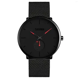 Wristwatches Fashion Waterproof Men's Watch Business Two Pin Half Stainless Steel Band Youth Quartz Casual Accessories