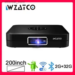 프로젝터 WZATCO D1 DLP 3D 프로젝터 300 인치 홈 시네마 지원 풀 HD 1920x1080p 32GB Android 5G Wi -Fi Video Beamer Mini Projector Q231128