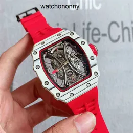 디자이너 RI MLIES 럭셔리 시계 레저 남성 기계식 시계 사업 RM53-01 자동 흰색 탄소 섬유 케이스 테이프 스위스 운동 손목 시계 고품질