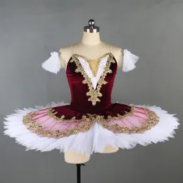 Dancewear Çocuklar Çocuklar İçin Profesyonel Bale Tutu Kızlar Red Swan Lake Bale Dans Kıyafetleri Yetişkin Gözleme Balerinc