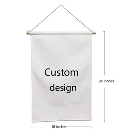 Домашний декор из искусственного льна подвесного баннера 16x24 дюйма белые бланки для сублимации