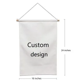 Home decor faux linen hanging wall banner 16x24 inches white blanks for sublimation