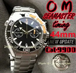 Relógio de mergulho masculino OM Luxury 600m mergulho 44mm. 9900 Mecanismo automático de cronometragem, bisel de cerâmica, cerâmica preta, tira de aço laranja 215.30.46.51