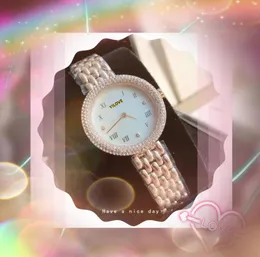 Top Design Full Diamonds Ring Lovers Watch Luxury Fashion Women Clock Quartz Movement Stainless Steel Strap Business Roman Digital Number Bracelet Watches Gifts
