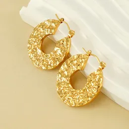 Hoop Earrings Stainless Steel Gold Plated Irregular Geometric Circle For Women Girl Wedding Party Punk Jewelry Gift E2190