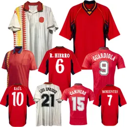 1994 1998スペインレトロサッカージャージ98 99 Raul Hierro Morientes Luis Enrique Alfonso Guardiola Nadal Vintage Classic Bakero Football Shirt