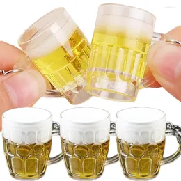 Keychains 1/3pcs Creative Acrylic Beer Mug Simulation Mini Drink Keyring For Men Women Car Bag Pendants Funny Friends Gift Party