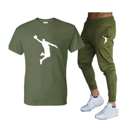 MĘŻCZYZNIE DOTYCZNY -SŁUCHAJ SŁOŻNE PANTY T -shirt Ustaw swobodną markę fitness jogger t -koszule hip hop fashicon men'stracksuit 230428