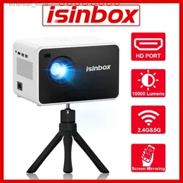 Projetores ISINBOX Projetor 1080P HD 4K Projetor de vídeo 250Ansi 10000 Lumens 5G WiFi Tela sem fio Mirrorring Home Cinema Projetores Q231128
