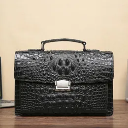 Briefcases Briefcase Genuine Leather Men's Small Size Portable Casual Fashion Simple Plaid Strapless Business Hand Carrying Large Capacity